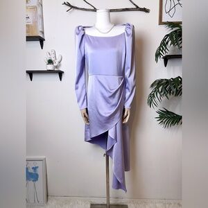 Elliatt Fay Satin Long Sleeve Asymmetrical Dress Lavender